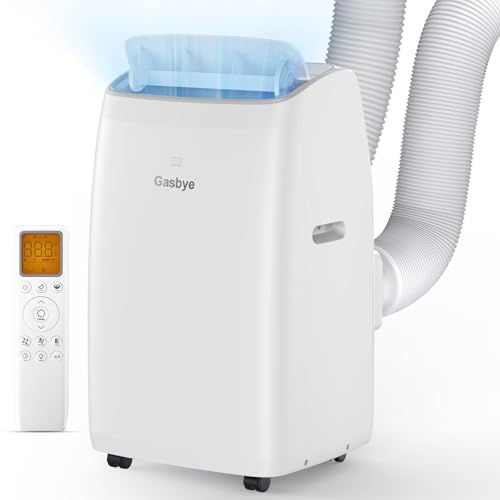 Gasbye Dual Hose Portable Air Conditioner, [2026 Upgraded] Full DC Inverter Compressor, Energy-Saving 13.6 CEER, Low Noise (45dB), Cools Room up to 500 Sq.Ft., Backlit Remote Control, 14,000BTU, White