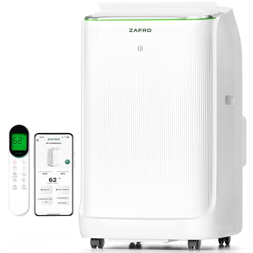 ZAFRO Smart Inverter Portable Air Conditioners, 16000 BTU (12000 BTU SACC) Dual Hose Portable AC Unit with Energy Saving/Ultra Quiet(42dB)/Drainage-free Cooling/APP/Remote for Multi-Scenario Use