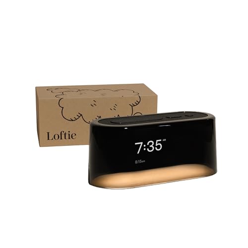Loftie Alarm Clock with Sound Machine – Smart Alarm Clock with Night Light, White Noise, Bluetooth Speaker, 100+ Sounds Included Free, No Subscription Required, Blackout Mode- Black